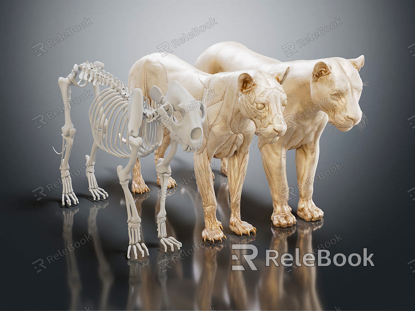 modern skeleton lion skeleton animal skeleton model