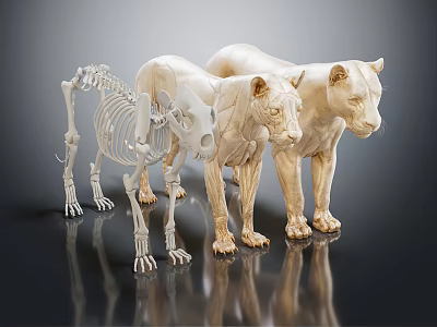 modern skeleton lion skeleton animal skeleton 3d model