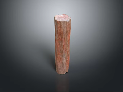 Natural Wooden Stone Column With Rustic Texture And Smooth Surface 3d model