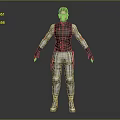 Game Movie Character Wearing Green Tactical Vest And White Combat Pants With Black Gloves