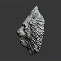 Detailed Handcrafted Lion Head Stone Sculpture with Intricate Mane Texture and Circular Base