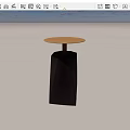 Modern Side Table With Golden Round Tabletop And Dark Wooden Geometric Base 3d model