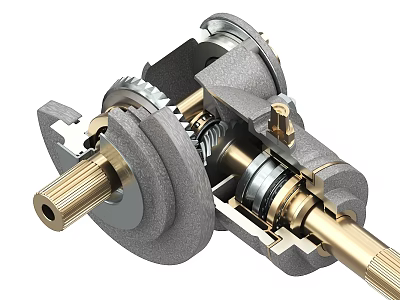 Industrial Equipment Precision Mechanical Components With Metal Gears Shafts And Bearings 3d model