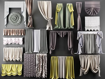 Jane European Curtain Cloth Curtain Roller Curtain Home Textile Curtain Roman Curtain 3d model