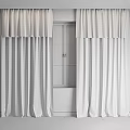 Elegant White Layered Curtains With Valance For Modern Window Interior Design