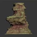 Artistic Stacked Wood And Stone Decorative Sculpture With Green Red Veined Layers