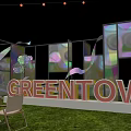 GREENTOW Commercial Equipment With Colorful Transparent Display Panels And Chairs In Outdoor Grass Area