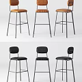 Stylish Brown And Black Leather Bar Stools With Metal Frame Design