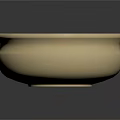 Fresh Orange Creamy Soup Topped With Green Herbs And Red Pieces In Ceramic Bowl