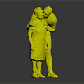 Two People Elderly And Younger Sharing Affectionate Hug And Kiss 3d model