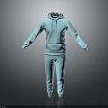 Light Blue Hoodie With Drawstring And Matching Pants Comfortable Casual Sportswear Set