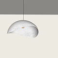 Modern Light Gray Hemispherical Pendant Light With Warm Glow Hanging Indoors 3d model