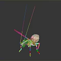 Golden Metallic Ant Sculpture With Long Antennae On Dark Reflective Background