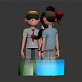 Stylized 3D Characters Standing On Green And Blue Platforms With Varied Hairstyles And Outfits