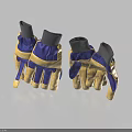 Blue And Yellow Work Gloves Pair With Protective Design For Safety Use 3d model