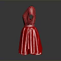 Women's Red Striped Short Sleeve Flared Dress For Daily Casual Wear