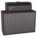 Vintage Fender Amp Head Stacked On Speaker Cabinet With Classic Grille