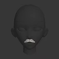 Black Mannequin Head With Realistic Brown Mustache And Smooth Surface Details