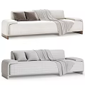 Modern Beige and Purple Three-Seater Sofa with Gray Pillows and Cozy Blanket