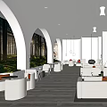 Modern Reception Area Sales Office Negotiation Area Sofa Coffee Table Combination Sand Table Front Desk Wine Rack Art Chandelier Display Cabinet 3d model