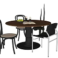 Middle Style Dining Table and Chair Combination Dining Chair Single Chair Round Dining Table 3d model