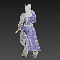 Game and Movie Character Blue Skinned with Crown Purple Robe Golden Accents and Pink Crystal Staff