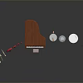 Assorted Musical Instruments Including Piano Drums Violin Trumpets And Reflections