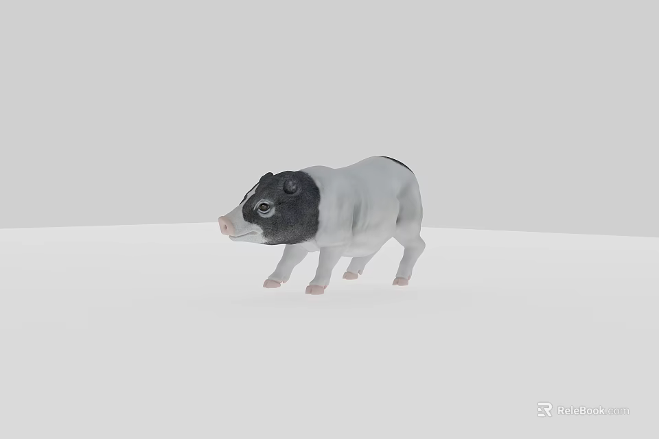 Black And White Reptile Model Standing On Gray Background Surface 3d model 