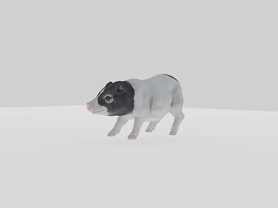Black And White Reptile Model Standing On Gray Background Surface 3d model