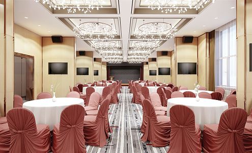 Modern Ballroom Hotel Multi-function Hall 3d model