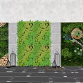 Garden Landscape Featuring Vertical Green Walls Gray Stone Slab Floor And Decorative Lanterns