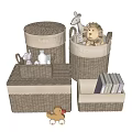 Woven Storage Baskets in Various Sizes with Labels for Toys and Books