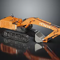 Hitachi Orange Excavator With Heavy Duty Tracks And Front Bucket