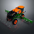 Self Propelled Agricultural Sprayer With Orange Cabin Black Body Green Booms And Large Wheels