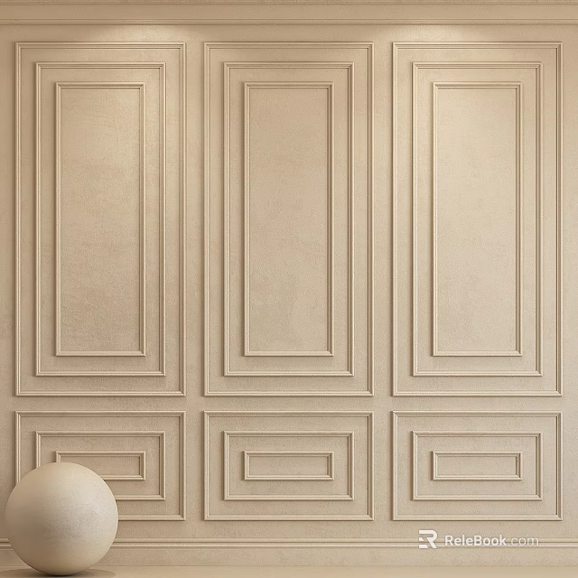 Textured Beige Decorative Wall Panel Components With Rectangular Design For Interior Walls 3d model