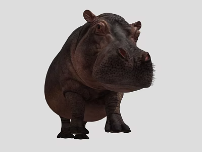 Realistic 3D Hippopotamus Figure With Detailed Skin Texture And Natural Standing Pose 3d model