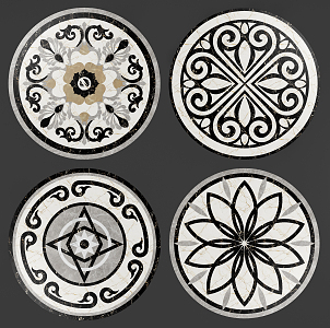 European-style floor tile round marble mosaic 3d model