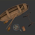 Small boat fisherman small wooden boat fishing boat 3d model