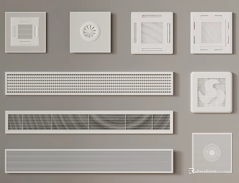 Various Types of Air Conditioner Vents for Home Interior Design 3d model 