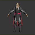 Game Movie Character With Blonde Hair Armored Outfit Black Red Spiked Shoulders And Red Cape