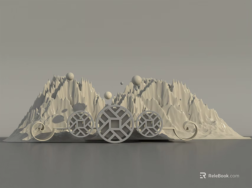 3D Mountain Shaped Decorative Sculpture With Geometric Patterns For Home Decoration 3d model