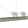 Stone Outdoor Chairs in Park Setting with Trees Brick Pavement and People Around