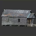 Old Wooden House Architecture With Rusted Roof Fallen Leaves And Porch Steps