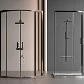 Modern Shower Sauna Enclosure Design with Glass Panels Metal Frame and Fixtures