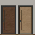 Modern Security Doors With Wooden Texture Black Frames And Electronic Keypad Locks 3d model