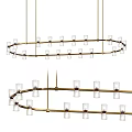 Modern Circular Chandelier With Gold Metal Frame And Glass Lamps