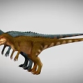 Two Realistic Colored Dinosaurs Standing In 3D Model With Gray Background