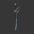 Decorative Mythical Sword With Blue Blade Golden Hilt And Eagle Wing Design