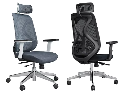 Modern Ergonomic Mesh Office Chairs With Headrest Armrest And Wheels 3d model