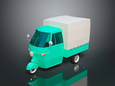 Green Tricycle With White Cargo Box For Urban Delivery Transport Design 3d model